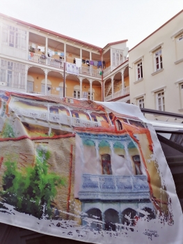 Schal, Motiv Altstadt Tbilisi 70x70